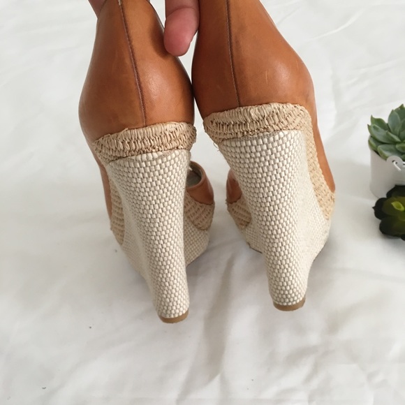 Rachel Zoe Leather Espadrille Rattan Wedges - Picture 6 of 8